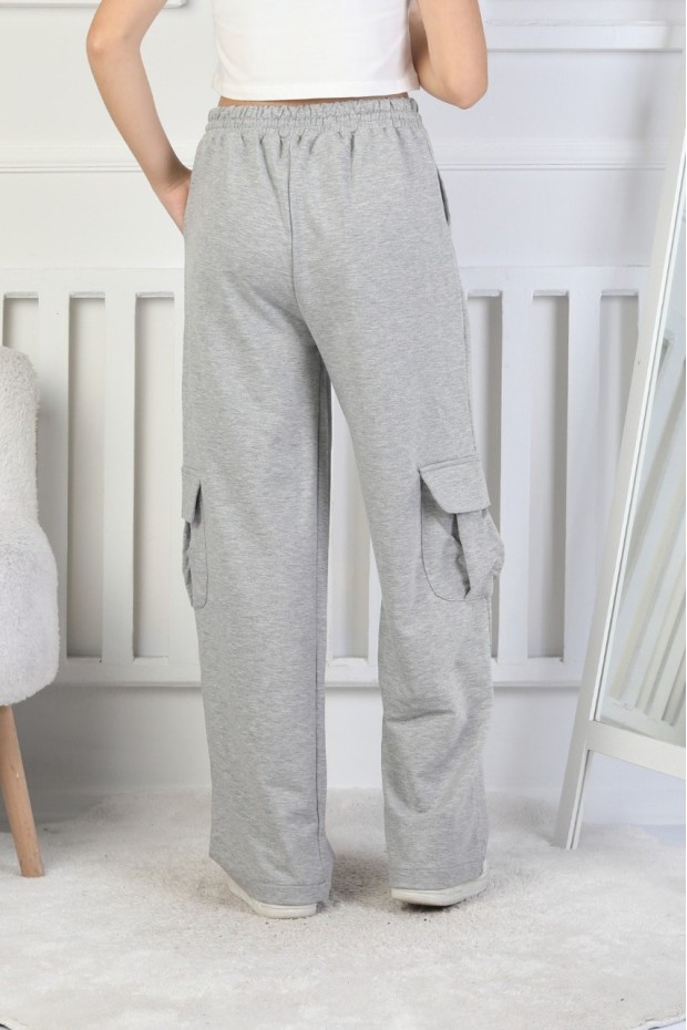 İki İplik Kargo Çepli Kız Çocuk Eşofman Altı