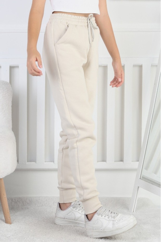 Şardonlu 3 İplik Düz Kız Çocuk Eşofman Altı