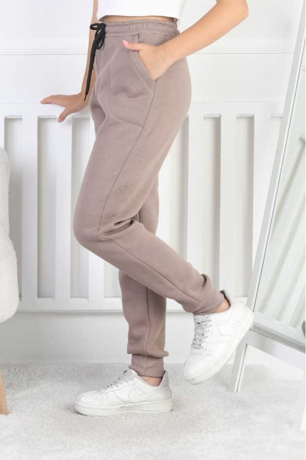 Şardonlu 3 İplik Düz Kız Çocuk Eşofman Altı