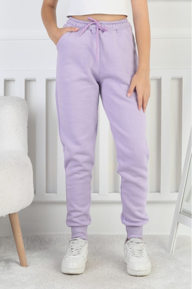 Şardonlu 3 İplik Düz Kız Çocuk Eşofman Altı