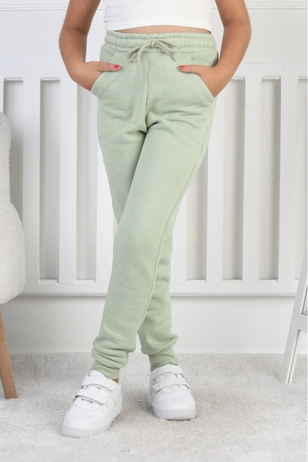 Şardonlu 3 İplik Düz Kız Çocuk Eşofman Altı