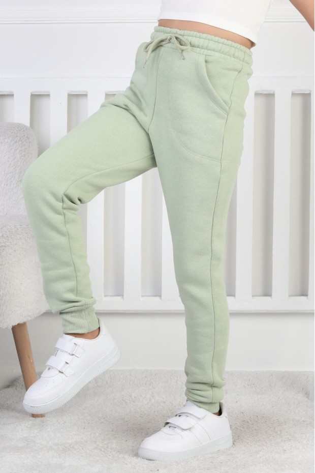 Şardonlu 3 İplik Düz Kız Çocuk Eşofman Altı