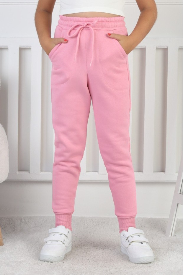 Şardonlu 3 İplik Düz Kız Çocuk Eşofman Altı