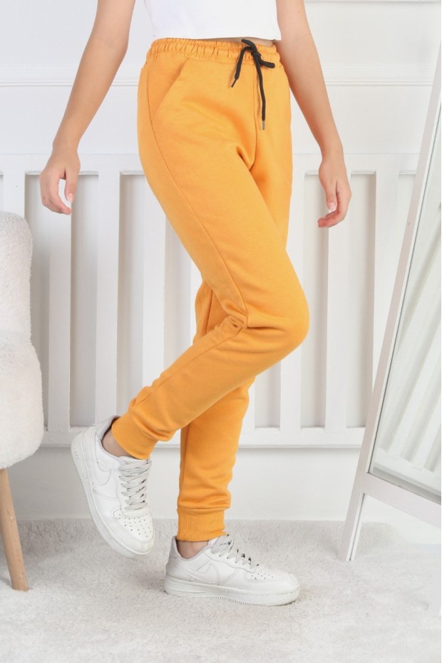 Şardonlu 3 İplik Düz Kız Çocuk Eşofman Altı