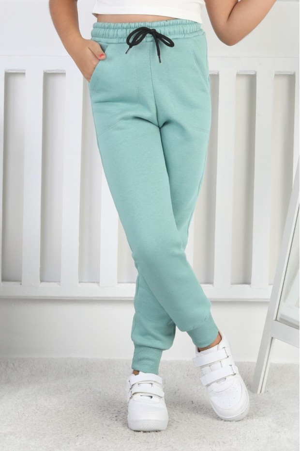 Şardonlu 3 İplik Düz Kız Çocuk Eşofman Altı