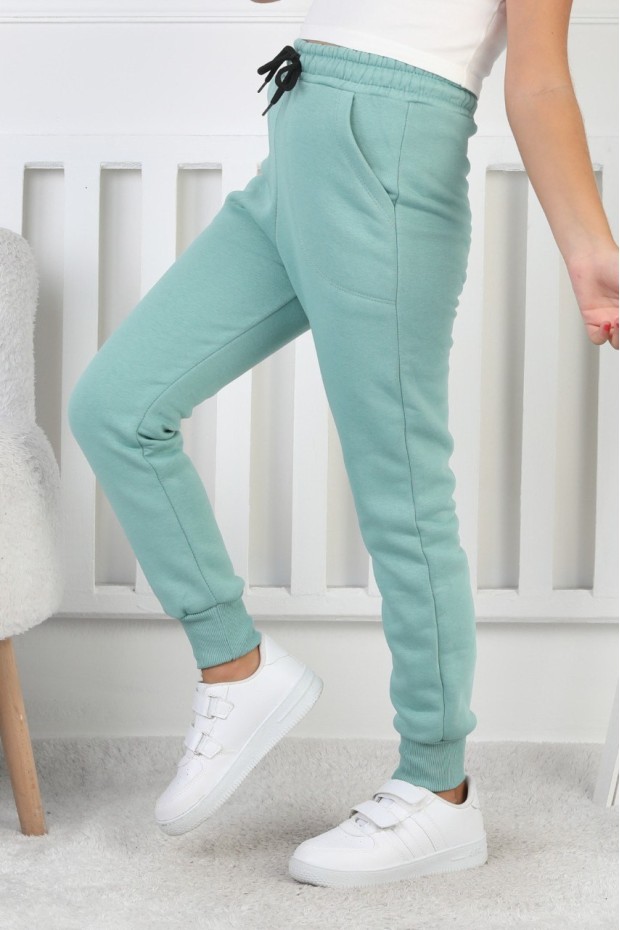 Şardonlu 3 İplik Düz Kız Çocuk Eşofman Altı