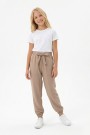 Garson Kız Çocuk Aerobin Kumaş Beli Lastikli ve Kuşaklı Paçası Lastikli Cepli Rahat Kesim Pantolon