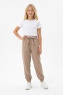 Garson Kız Çocuk Aerobin Kumaş Beli Lastikli ve Kuşaklı Paçası Lastikli Cepli Rahat Kesim Pantolon