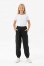Garson Kız Çocuk Aerobin Kumaş Beli Lastikli ve Kuşaklı Paçası Lastikli Cepli Rahat Kesim Pantolon