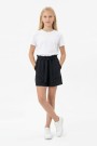 Kız Çocuk Aerobin Kumaş Beli Lastikli ve Kuşaklı Cepli Rahat Kesim Yazlık Şort