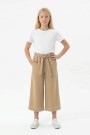 Garson Kız Çocuk Aerobin Kumaş Beli Lastikli ve Kuşaklı Geniş Paça Cepli Rahat Kesim Pantolon 