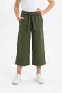 Garson Kız Çocuk Aerobin Kumaş Beli Lastikli ve Kuşaklı Geniş Paça Cepli Rahat Kesim Pantolon