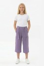 Garson Kız Çocuk Aerobin Kumaş Beli Lastikli ve Kuşaklı Geniş Paça Cepli Rahat Kesim Pantolon 