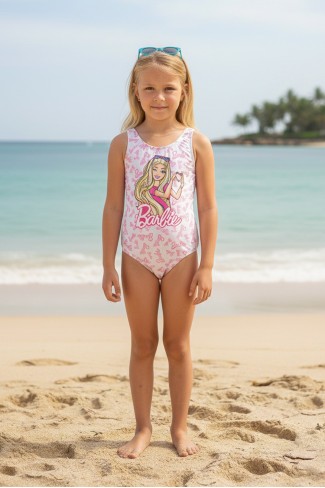 Garson Kız Çocuk Polyester + Elastan Lisanslı Logolu ve Karakter Baskılı Esnek Yüzücü Mayosu