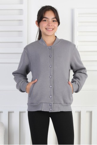 Şardonlu 3 İplik Çıtçıtlı Kız Çocuk Sweatshirt