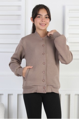 Şardonlu 3 İplik Çıtçıtlı Kız Çocuk Sweatshirt