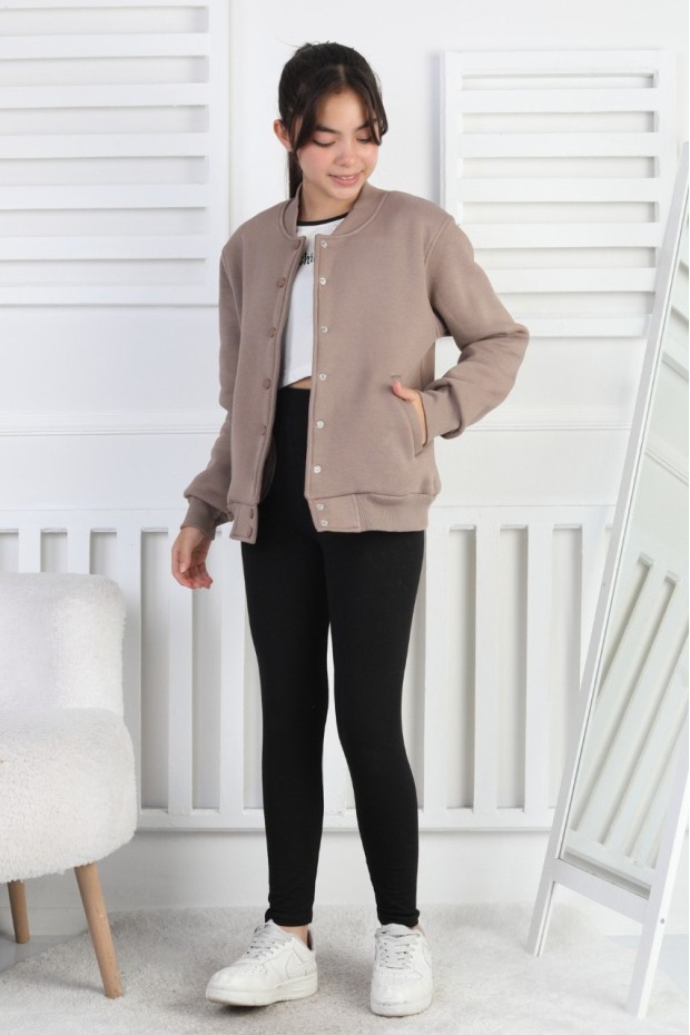 Şardonlu 3 İplik Çıtçıtlı Kız Çocuk Sweatshirt