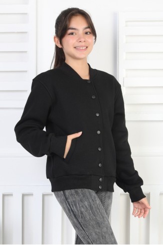 Şardonlu 3 İplik Çıtçıtlı Kız Çocuk Sweatshirt