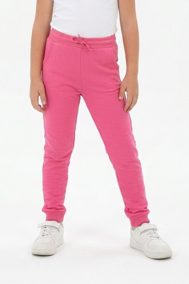 Kız Çocuk Üç İplik %95 Pamuk Cepli Eşofman Altı