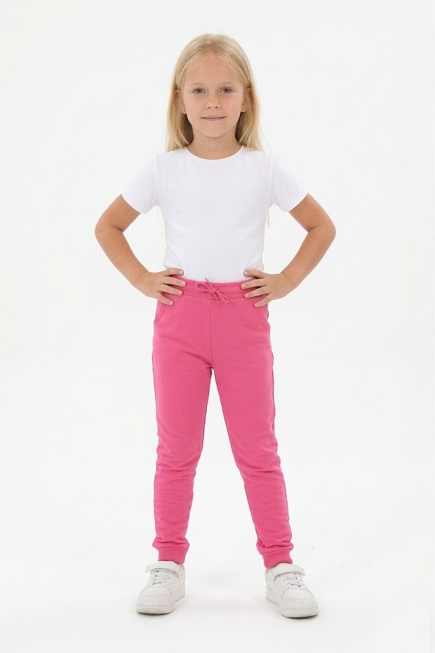 Kız Çocuk Üç İplik %95 Pamuk Cepli Eşofman Altı