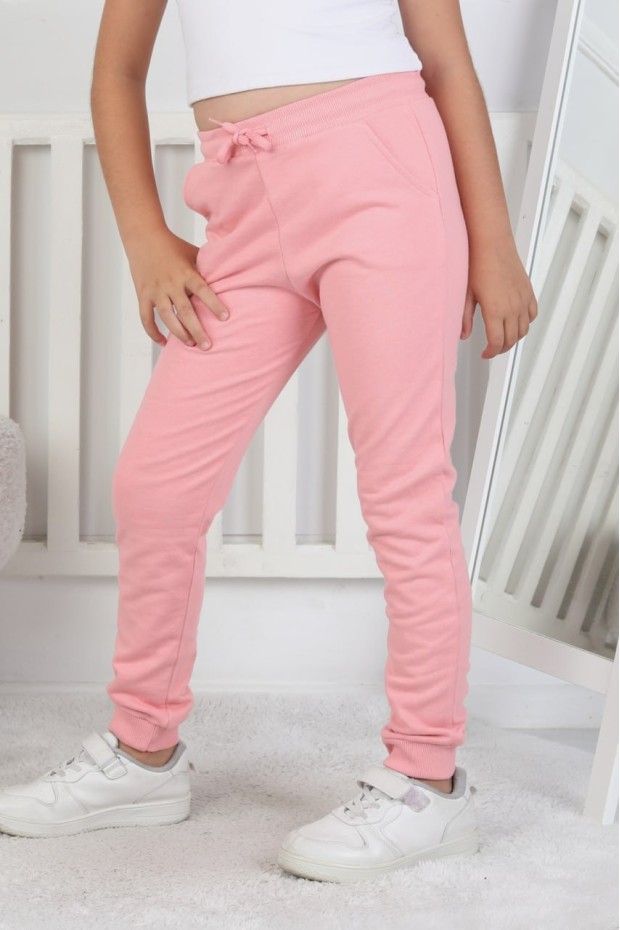 Kız Çocuk Üç İplik %95 Pamuk Cepli Eşofman Altı