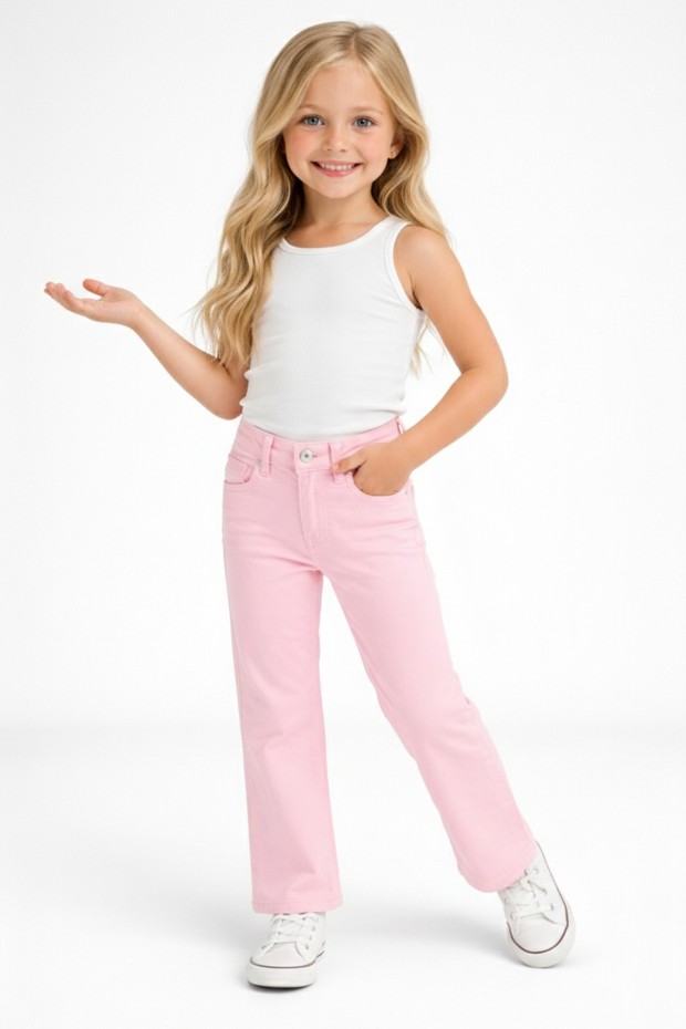 Kız Çocuk İspanyol Paça Gabardin Kumaş Esnek Kot Pantolon