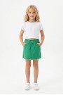 Kız Çocuk Beli Lastikli ve Saçaklı100% pamuk Gabardin Kumaş Kot Etek