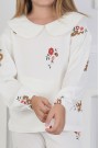Kız Çocuk Çiçek Baskılı %100 Pamuk Süprem Kumaş Uzun Kollu Pijama Takımı