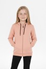 Kız Çocuk Fermuarlı Kapüşonlu Kanguru Cepli Düz Fırçalı İki İplik Sweatshirt