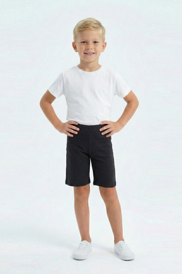  Erkek Çocuk Yanı Şeritli Günlük Kullanım İçin İdeal Rahat Kesim Şort Kapri 