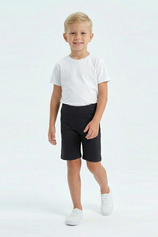  Erkek Çocuk Yanı Şeritli Günlük Kullanım İçin İdeal Rahat Kesim Şort Kapri 