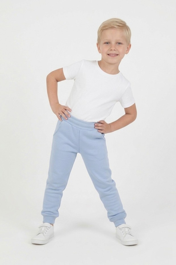 Erkek Çocuk Beli Lastikli Fırçalı İki İplik Mevsimlik Esnek Eşofman Altı 