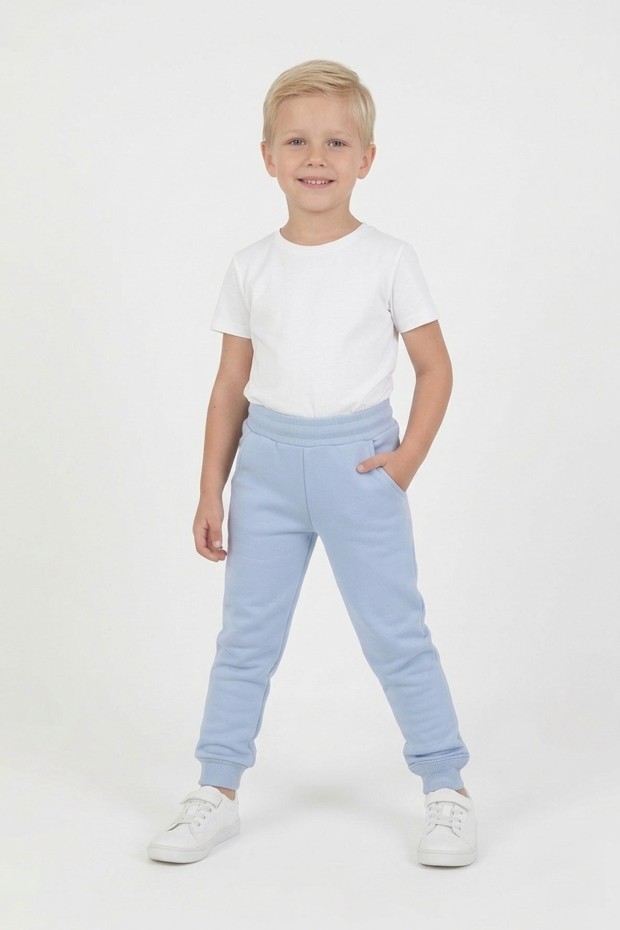 Erkek Çocuk Beli Lastikli Fırçalı İki İplik Mevsimlik Esnek Eşofman Altı 