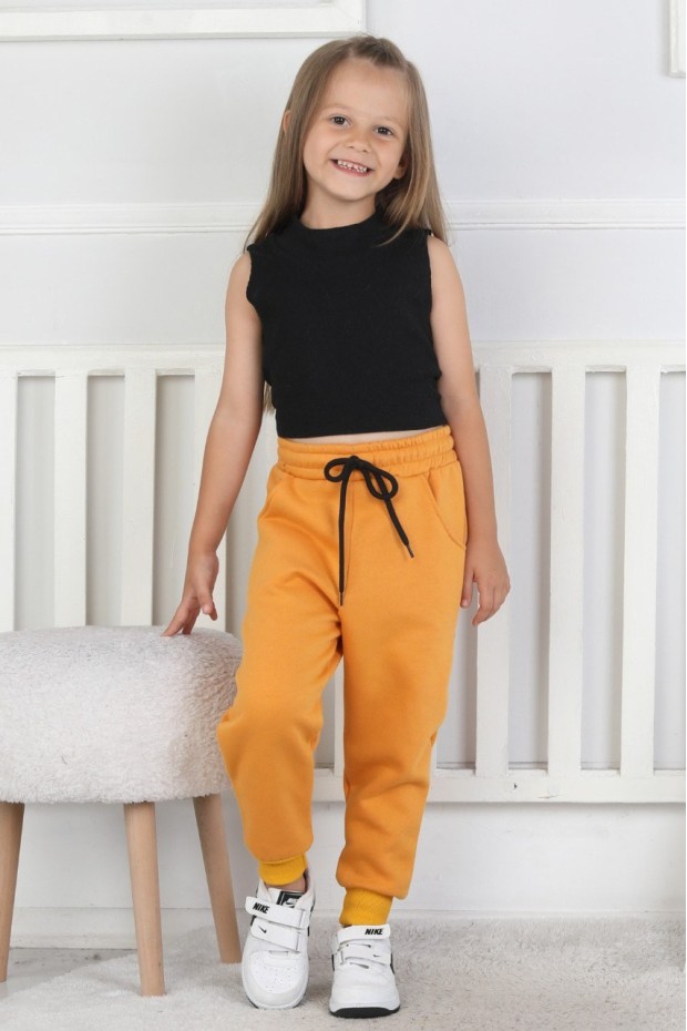 Şardonlu 3 İplik Düz Kız Çocuk Eşofman Altı