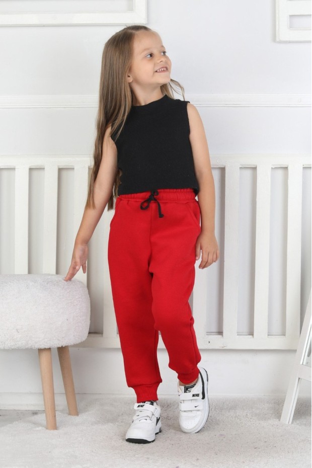 Şardonlu 3 İplik Düz Kız Çocuk Eşofman Altı