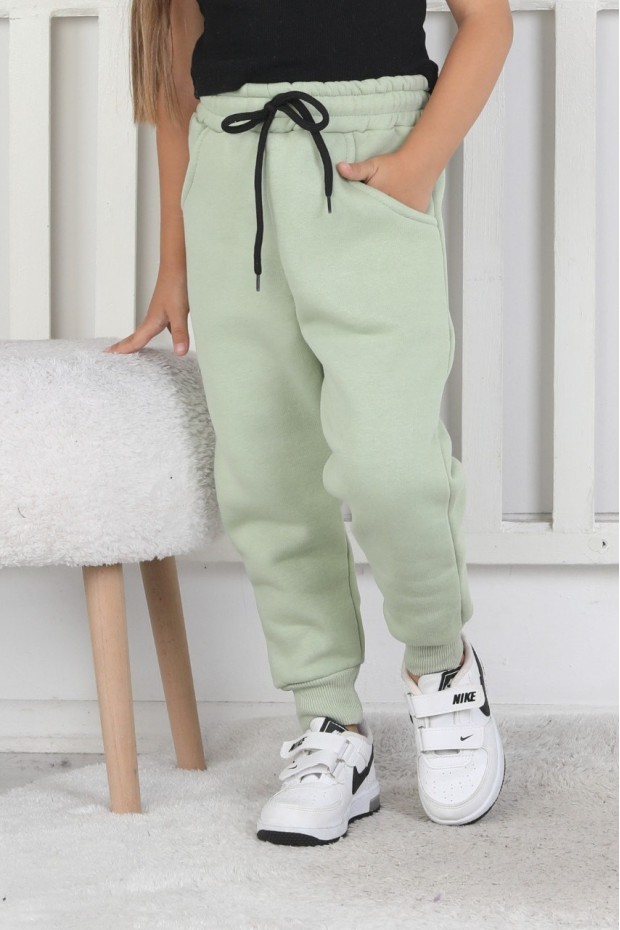 Şardonlu 3 İplik Düz Kız Çocuk Eşofman Altı