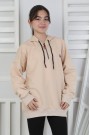 Baskılı Fermuarlı Kapüşonlu Kız Çocuk Sweatshirt