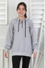 Baskılı Fermuarlı Kapüşonlu Kız Çocuk Sweatshirt