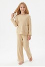 Kız Çocuk Cepli %100 Pamuk İntro Kumaş Uzun Kollu  Pijama Takımı