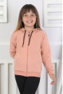 Kız Çocuk Fermuarlı Kapüşonlu Kanguru Cepli Düz Fırçalı İki İplik Sweatshirt