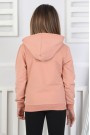Kız Çocuk Fermuarlı Kapüşonlu Kanguru Cepli Düz Fırçalı İki İplik Sweatshirt