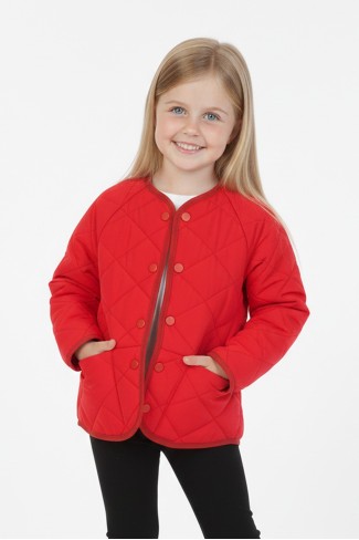 Kız Çocuk Kapüşonsuz Baklava Desenli Kapitone İnce Ceket