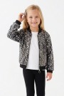 Kız Çocuk Payetli Fermuarlı Bomber Şık Ceket 