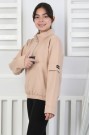 Baskılı Yarım Fermuarlı Kız Çocuk Sweatshirt 