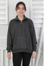 Yarım Fermuarlı Kapüşonlu Kız Çocuk Sweatshirt