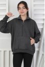 Yarım Fermuarlı Kapüşonlu Kız Çocuk Sweatshirt