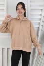 Yarım Fermuarlı Kapüşonlu Kız Çocuk Sweatshirt