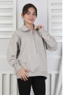 Yarım Fermuarlı Kapüşonlu Kız Çocuk Sweatshirt