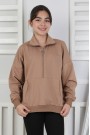 Yarım Fermuarlı Kapüşonlu Kız Çocuk Sweatshirt