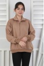 Yarım Fermuarlı Kapüşonlu Kız Çocuk Sweatshirt